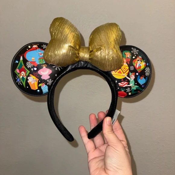 Disney Parks Christmas Holiday Light-Up USB Minnie Golden Bow Ear Headband 🖤 - Picture 7 of 7